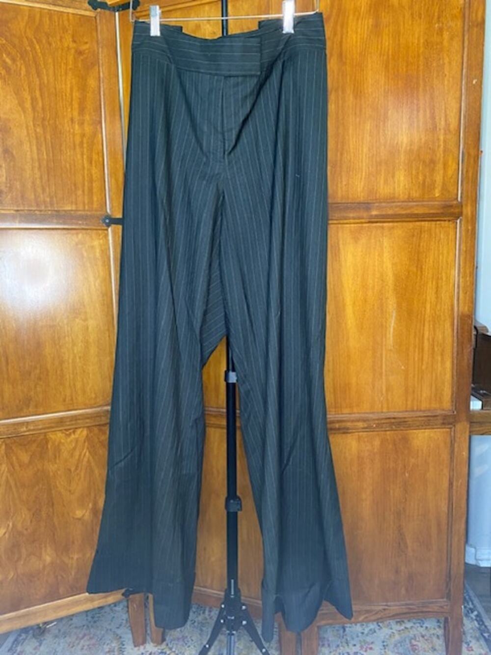 Lane Bryant Women’s 26 Black Pinstripe Wide Leg Dress Pants Pull On Stretch